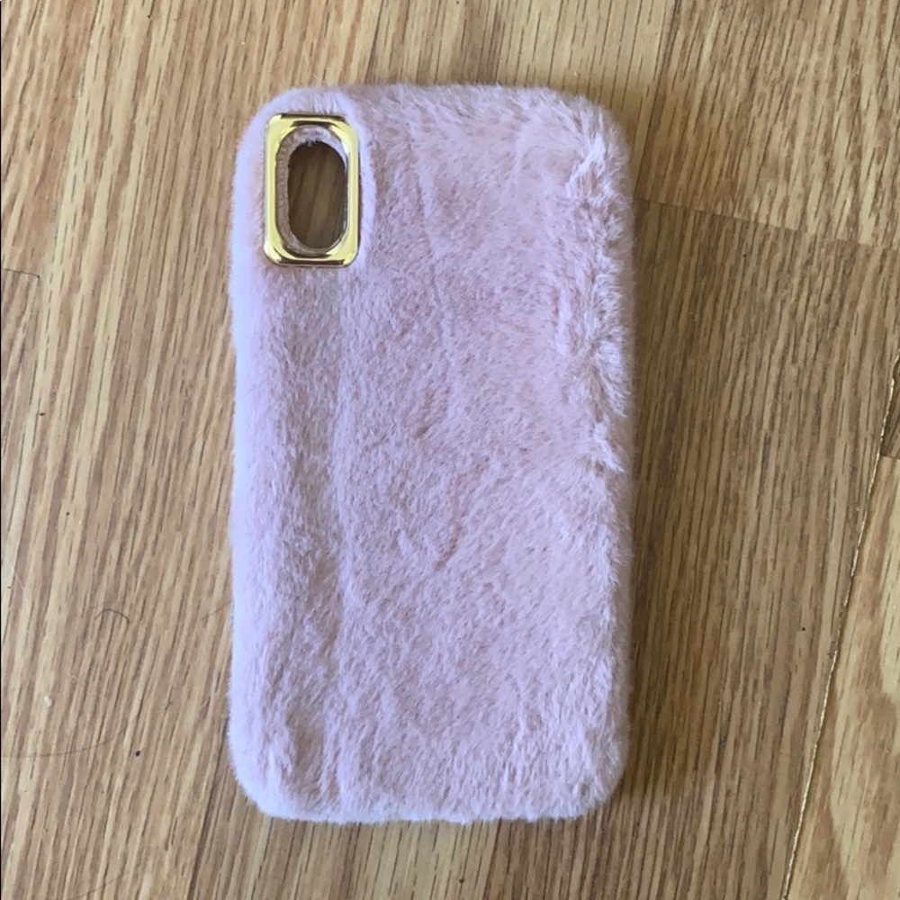 Pink fuzzy phone case